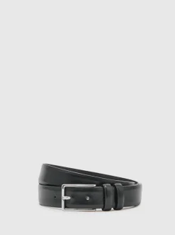 Riemen En Bretels*Reiss - - Dante - Gladde leren riem Zwart
