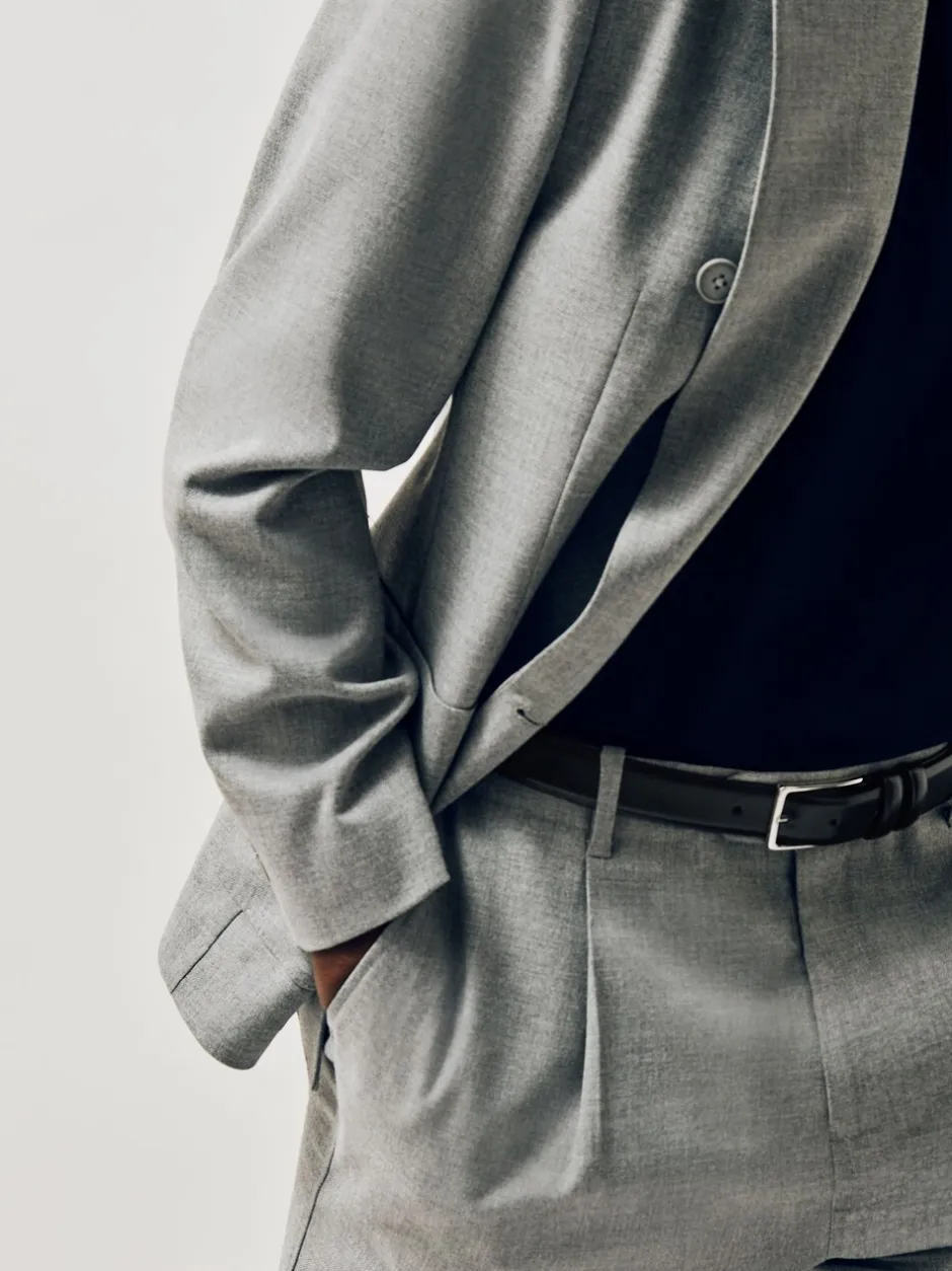 Riemen En Bretels*Reiss - - Dante - Gladde leren riem Zwart