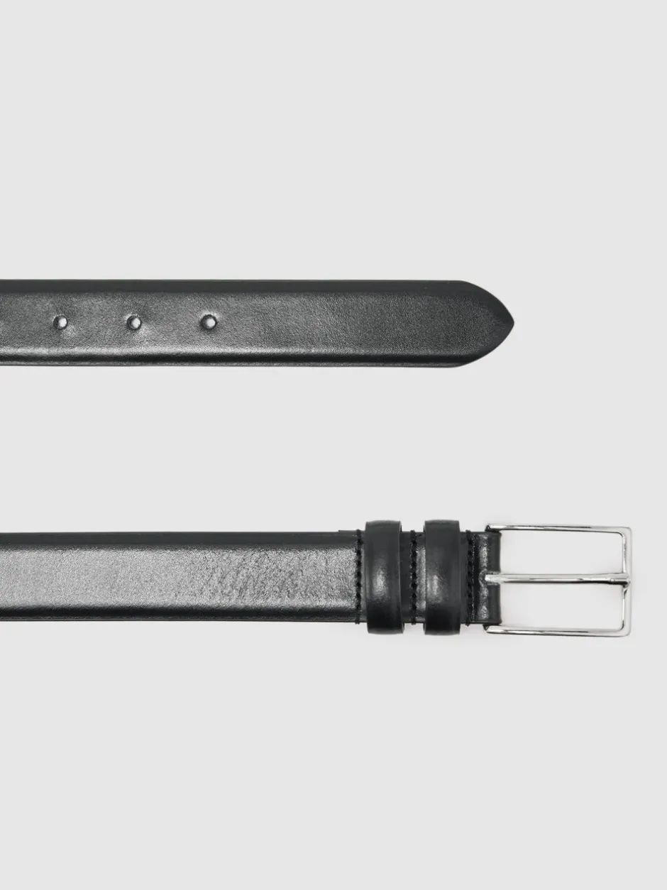 Riemen En Bretels*Reiss - - Dante - Gladde leren riem Zwart