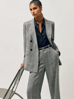 Ceintuurs*Reiss - - Leren Hayley riem met vierkant scharnier Zwart