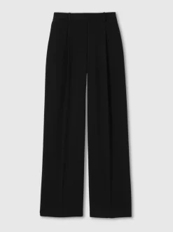 Broeken*Reiss - Eden wijde broek van keperstof met elastische tailleband Zwart