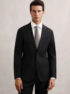 Pakken*Reiss - Promise Wool-Blend Single-Breasted Suit Blazer Tailored-Fit Zwart