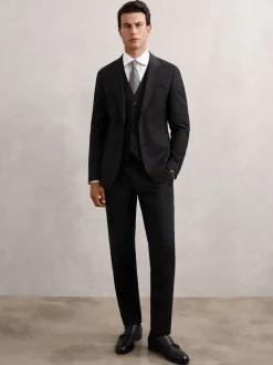Pakken*Reiss - Promise Wool-Blend Single-Breasted Suit Blazer Tailored-Fit Zwart