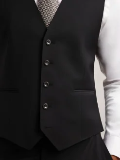Vesten|Reiss - Promise Wool-Blend Tailored-Fit Waistcoat Zwart