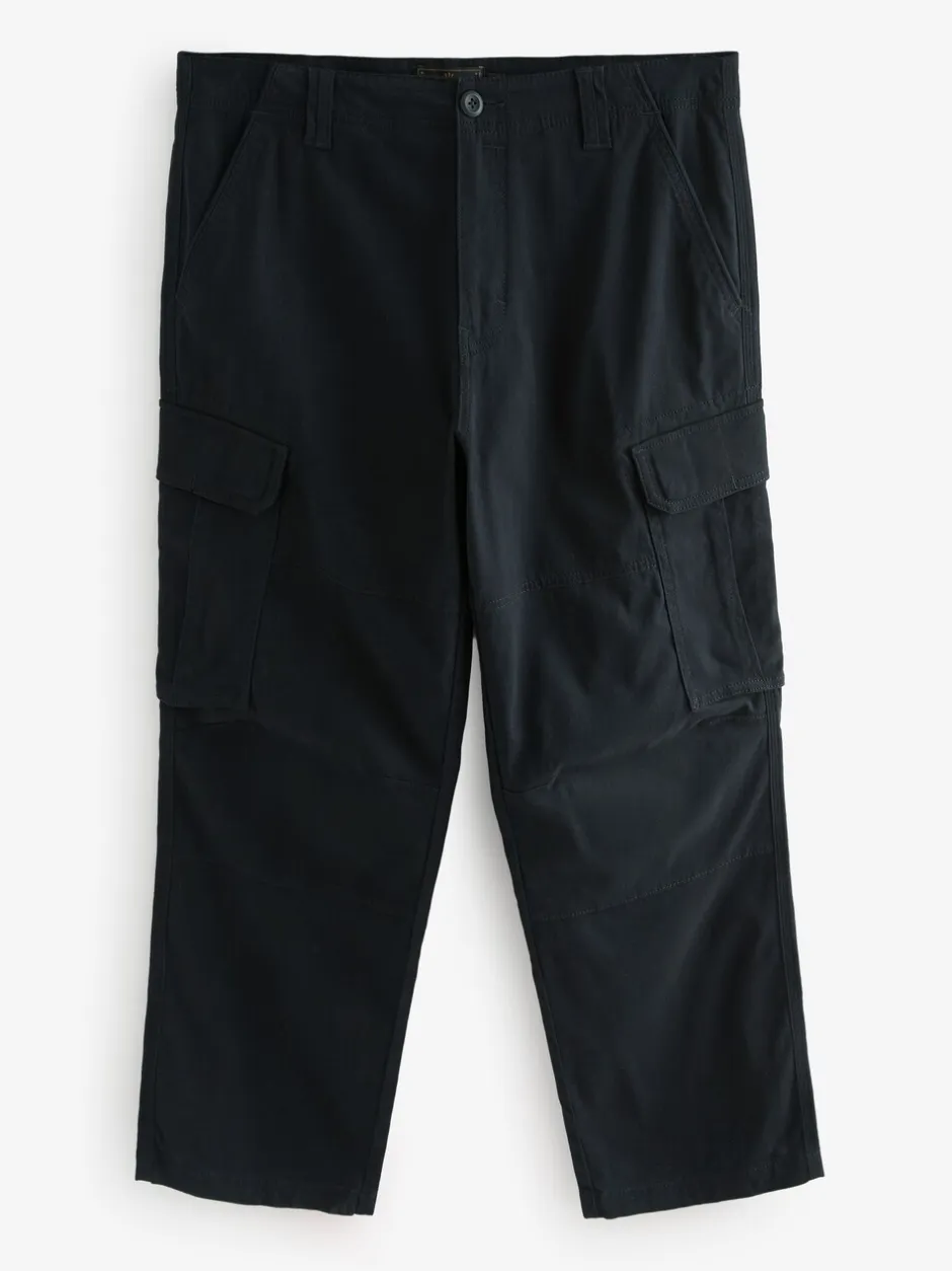 Broeken En Chino's|Next - Relaxed fit - Katoenen cargostretchbroek Zwart