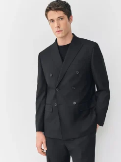 Smokings En Feestkleding|Blazers En Business-Jasjes|Next Zwart - Relaxed Fit Double breasted Pak Jack