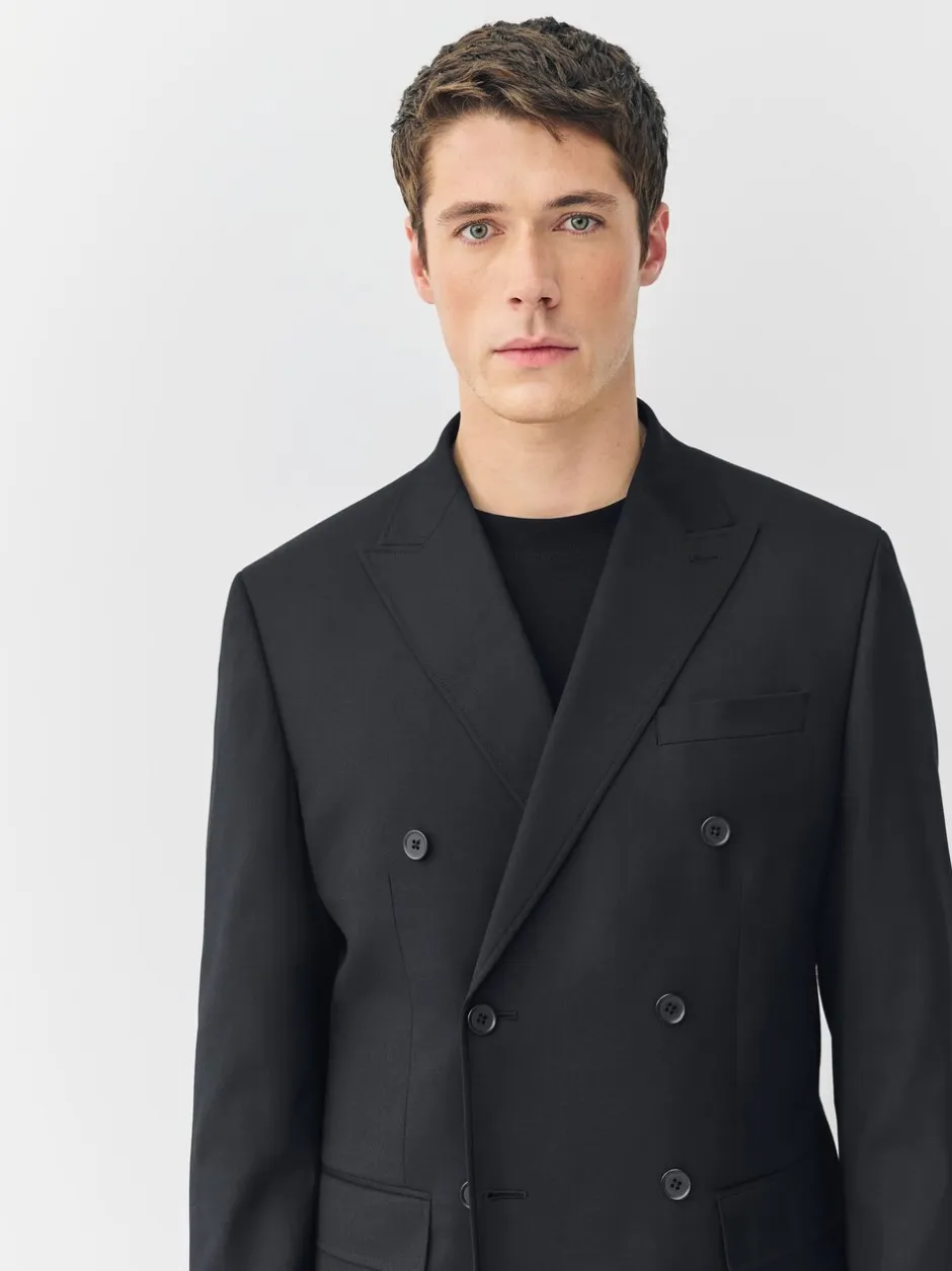 Smokings En Feestkleding|Blazers En Business-Jasjes|Next Zwart - Relaxed Fit Double breasted Pak Jack