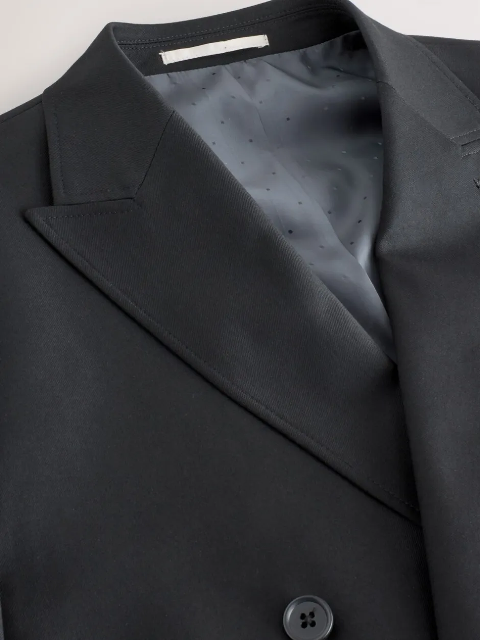 Smokings En Feestkleding|Blazers En Business-Jasjes|Next Zwart - Relaxed Fit Double breasted Pak Jack