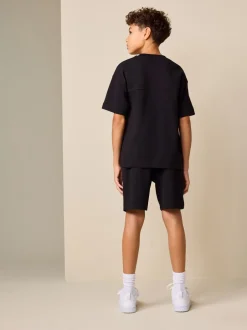 Shorts*Next - Relaxed Fit Heavyweight T-Shirt and Shorts Set (3-16yrs) Zwart