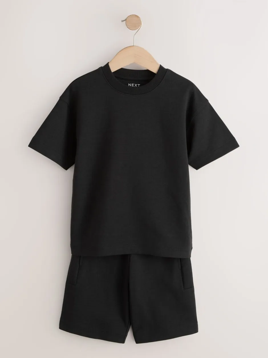 Shorts*Next - Relaxed Fit Heavyweight T-Shirt and Shorts Set (3-16yrs) Zwart