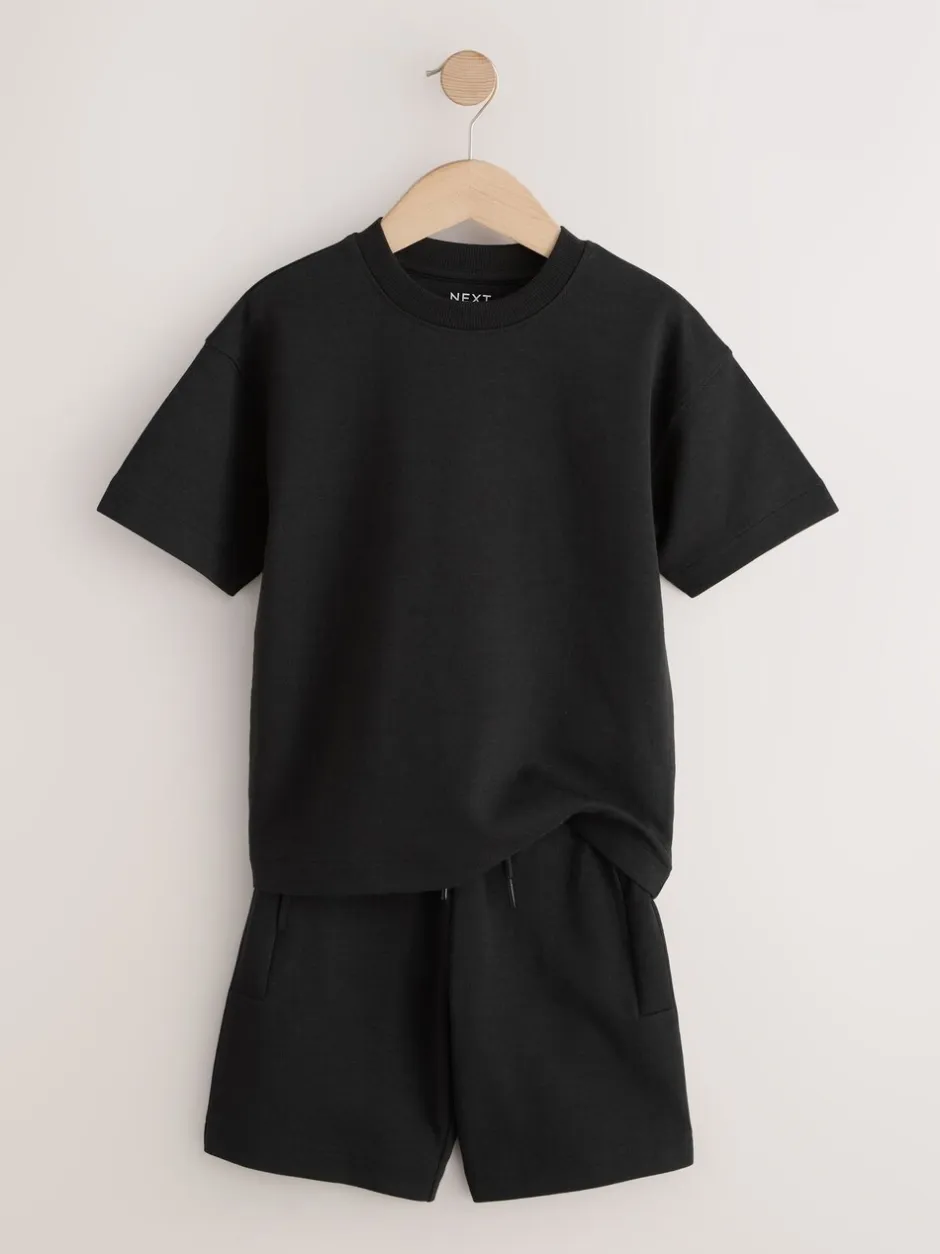 Shorts*Next - Relaxed Fit Heavyweight T-Shirt and Shorts Set (3-16yrs) Zwart