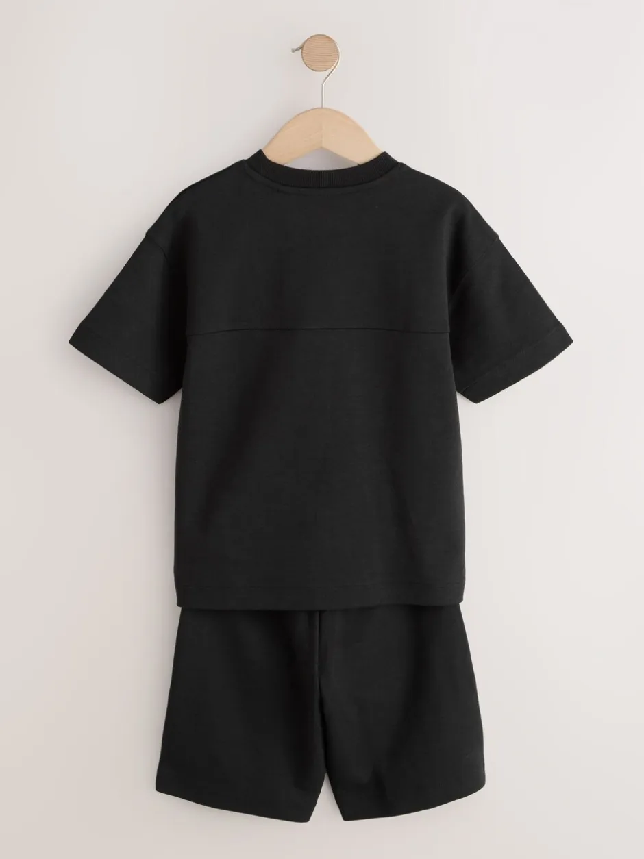 Shorts*Next - Relaxed Fit Heavyweight T-Shirt and Shorts Set (3-16yrs) Zwart