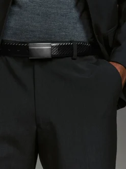 Riemen En Bretels*Next Zwart - Reversible Print Smooth Leather Belt
