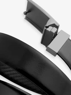 Riemen En Bretels*Next Zwart - Reversible Print Smooth Leather Belt