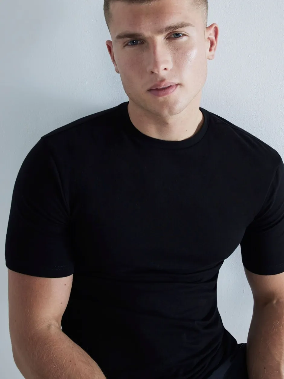 T-Shirts En Hemden*River Island - Muscle Fit T-shirts met ronde hals van katoen, set van 3 Zwart