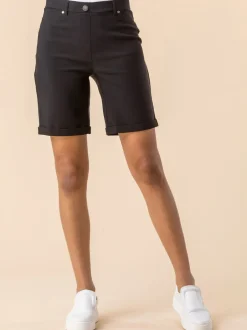 Shorts*Roman Zwart - stretch short met omgeslagen zoom