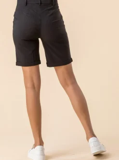 Shorts*Roman Zwart - stretch short met omgeslagen zoom