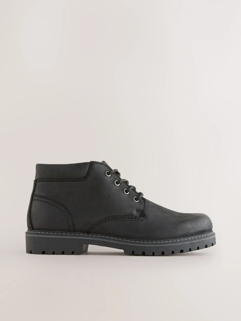 Boots*Next - Rugged Leather Ankle Boots Zwart