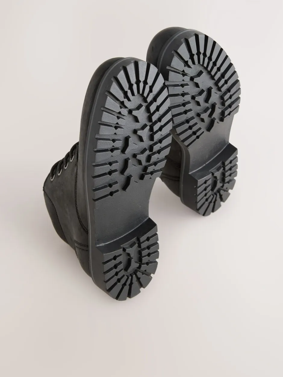 Boots*Next - Rugged Leather Ankle Boots Zwart