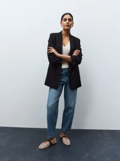 Kostuums En Werkkleding*Next Zwart - Ruimvallend blazer met gerimpelde mouwen