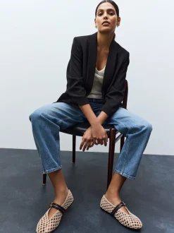 Kostuums En Werkkleding*Next Zwart - Ruimvallend blazer met gerimpelde mouwen