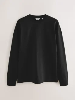 T-Shirts En Hemden*Next - Ruimvallend zwaar T-shirt met lange mouwen Zwart