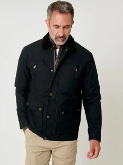 Jassen En Jacks|Saltwell - Waxed Cord Collar Jacket Zwart