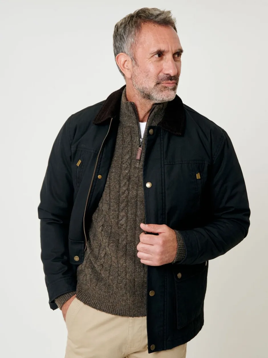 Jassen En Jacks|Saltwell - Waxed Cord Collar Jacket Zwart