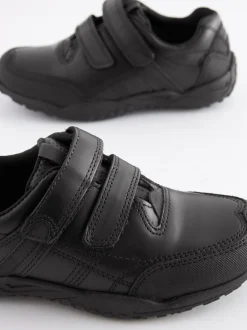 Schoolkleding*Next Zwart - Schoolschoenen van leer met klittenbandsluiting