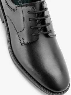 Schoolkleding*Next Zwart - Schoolveterschoenen van leer met egale voorkant