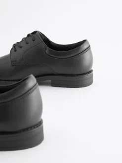 Schoolkleding*Next Zwart - Schoolveterschoenen van leer met egale voorkant