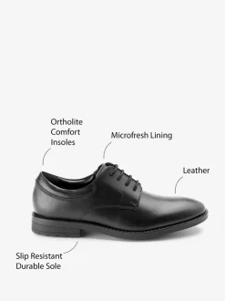 Schoolkleding*Next Zwart - Schoolveterschoenen van leer met egale voorkant