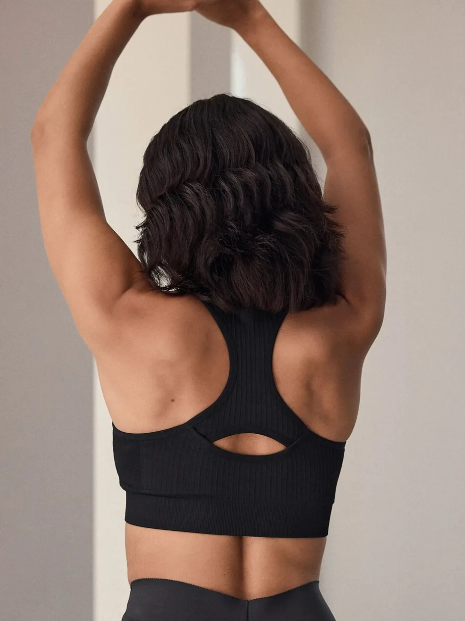 Beha's|Sportkleding*Next - Seamless Zip Front Medium Impact Sports Bra Zwart
