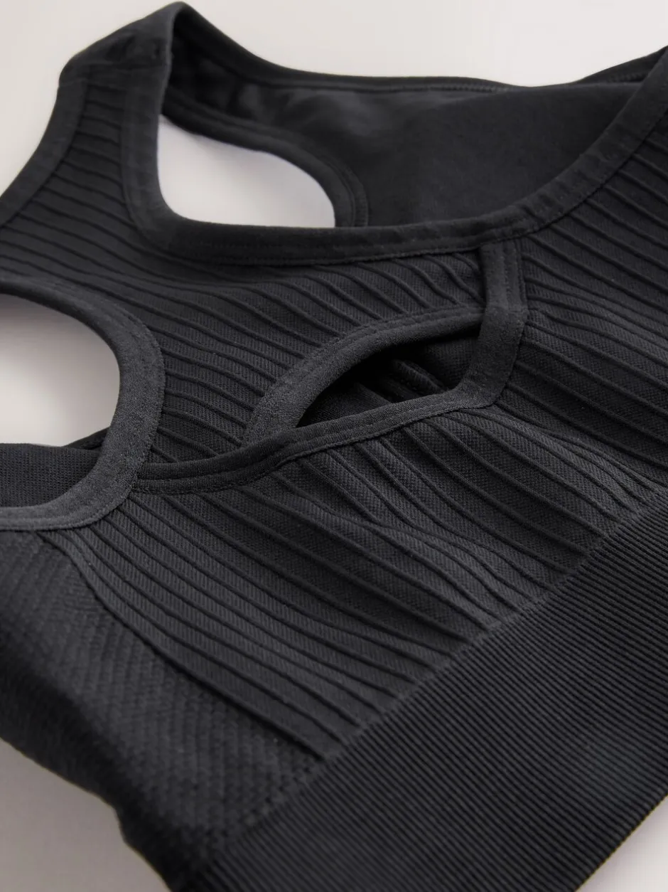 Beha's|Sportkleding*Next - Seamless Zip Front Medium Impact Sports Bra Zwart