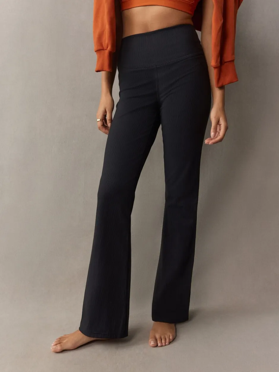 Leggings En Joggingbroeken*self. - Geribde wijde legging Zwart