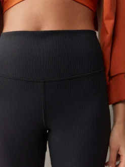 Leggings En Joggingbroeken*self. - Geribde wijde legging Zwart
