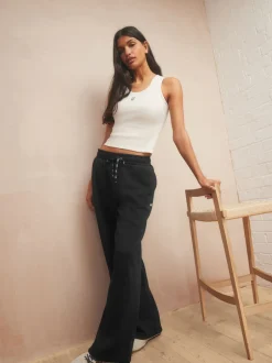 Loungewear|Leggings En Joggingbroeken*self. Zwart - joggingbroek met wijde pijpen
