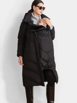 Jassen En Jacks|Seraphine - 3-In-1 Lange Chevron Puffer zwangerschapsjas Zwart