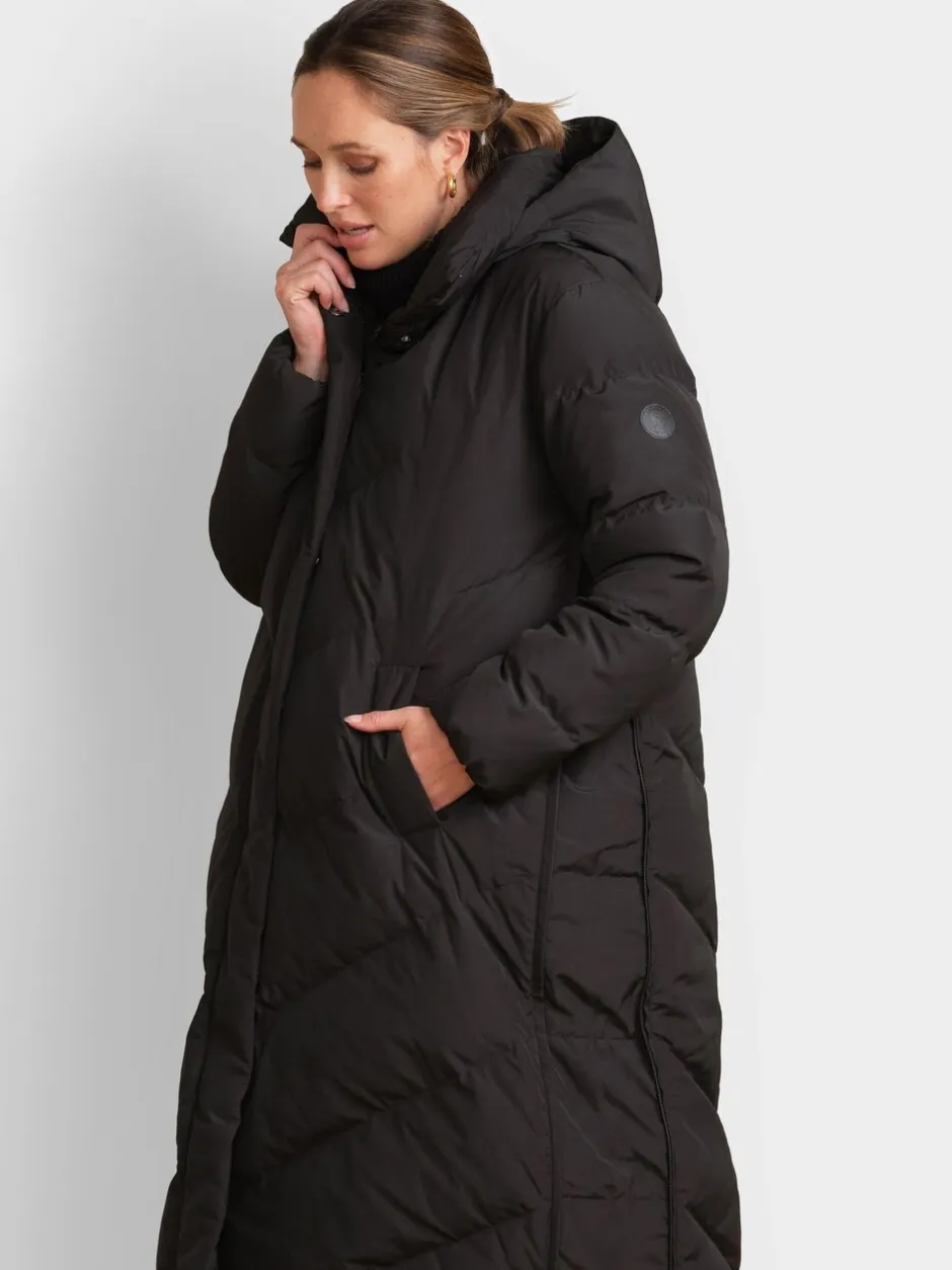 Jassen En Jacks|Seraphine - 3-In-1 Lange Chevron Puffer zwangerschapsjas Zwart