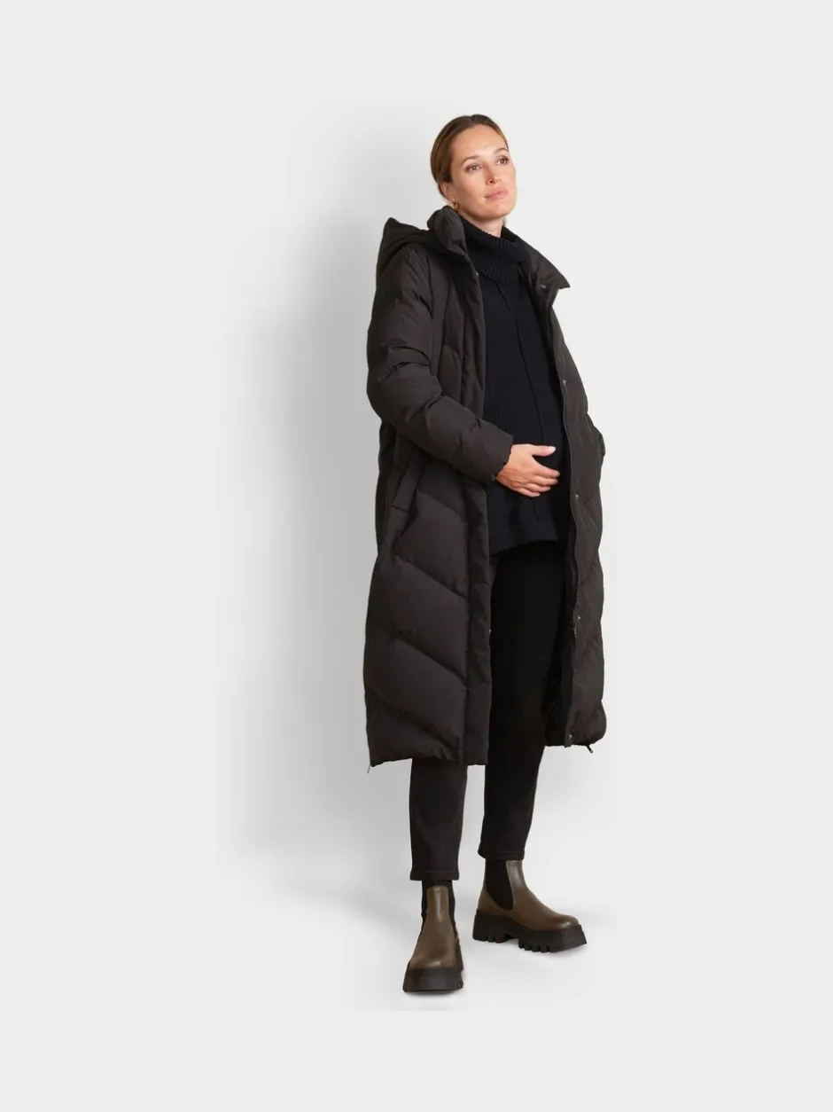 Jassen En Jacks|Seraphine - 3-In-1 Lange Chevron Puffer zwangerschapsjas Zwart