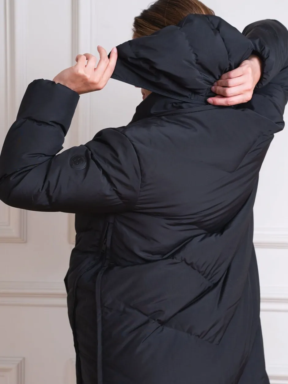 Jassen En Jacks|Seraphine - 3-In-1 Lange Chevron Puffer zwangerschapsjas Zwart