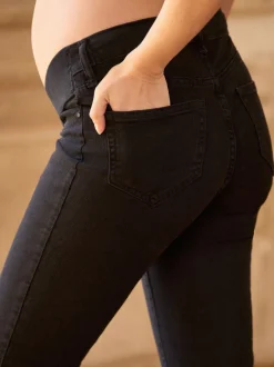 Moederschap|Seraphine - Premium Slim-Fit Zwangerschapsjeans van Biologisch Katoen Onder de Buik Zwart