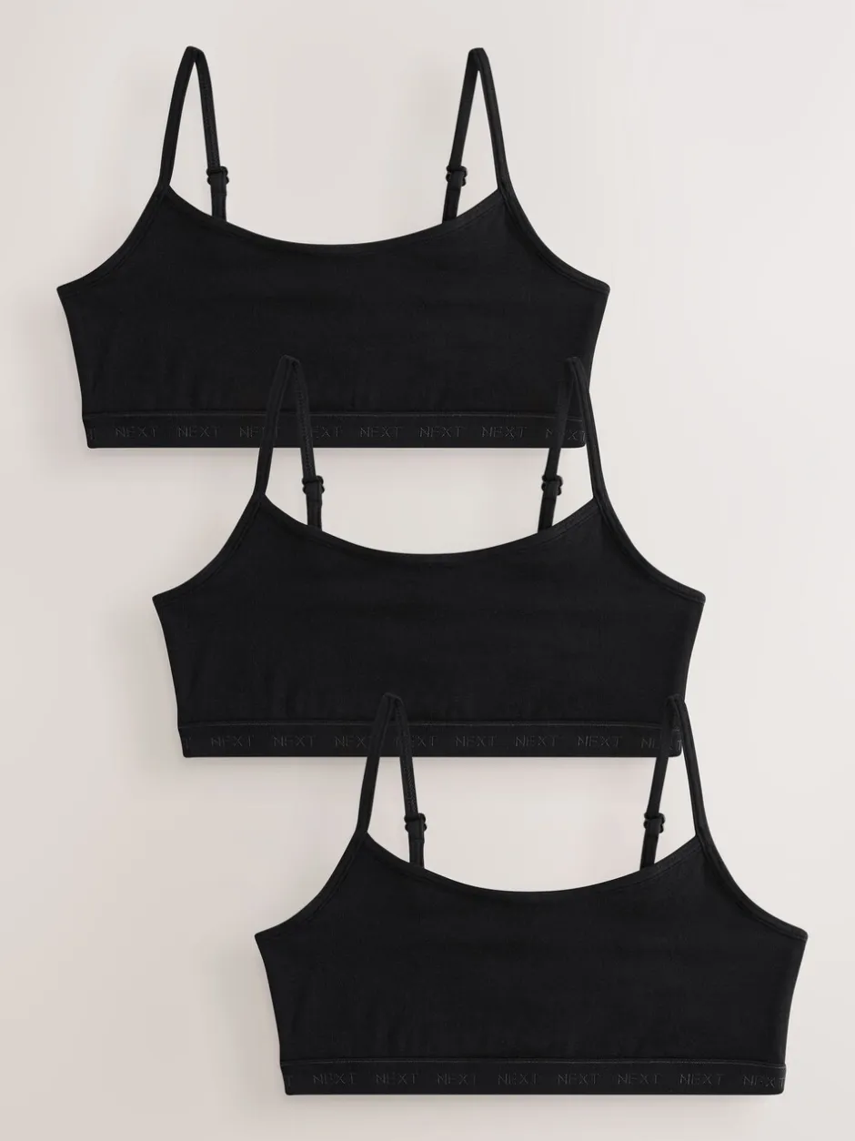 Alle Ondergoed*Next - Set van 3 crop tops met bandjes (5 - 16 jr) Zwart