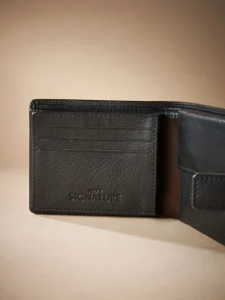 Portemonnees|Next - Signature - Extra ruime leren portemonnee Zwart