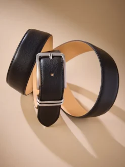 Riemen En Bretels*Next - Signature Leather Belt With Metal Keeperloop Zwart