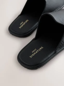 Pantoffels|Next Zwart - Signature Leather Mule Slippers