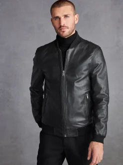 Jassen En Jacks*Next - Signature leren bomberjack Zwart