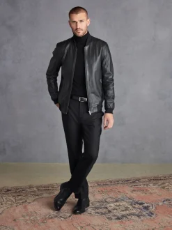 Jassen En Jacks*Next - Signature leren bomberjack Zwart