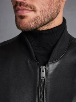 Jassen En Jacks*Next - Signature leren bomberjack Zwart