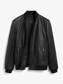 Jassen En Jacks*Next - Signature leren bomberjack Zwart